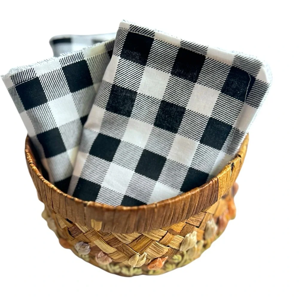 Hand Crafted Colorful Buffalo Plaid 6 Reusable Eco Friendly Unpaper Towel Cloths